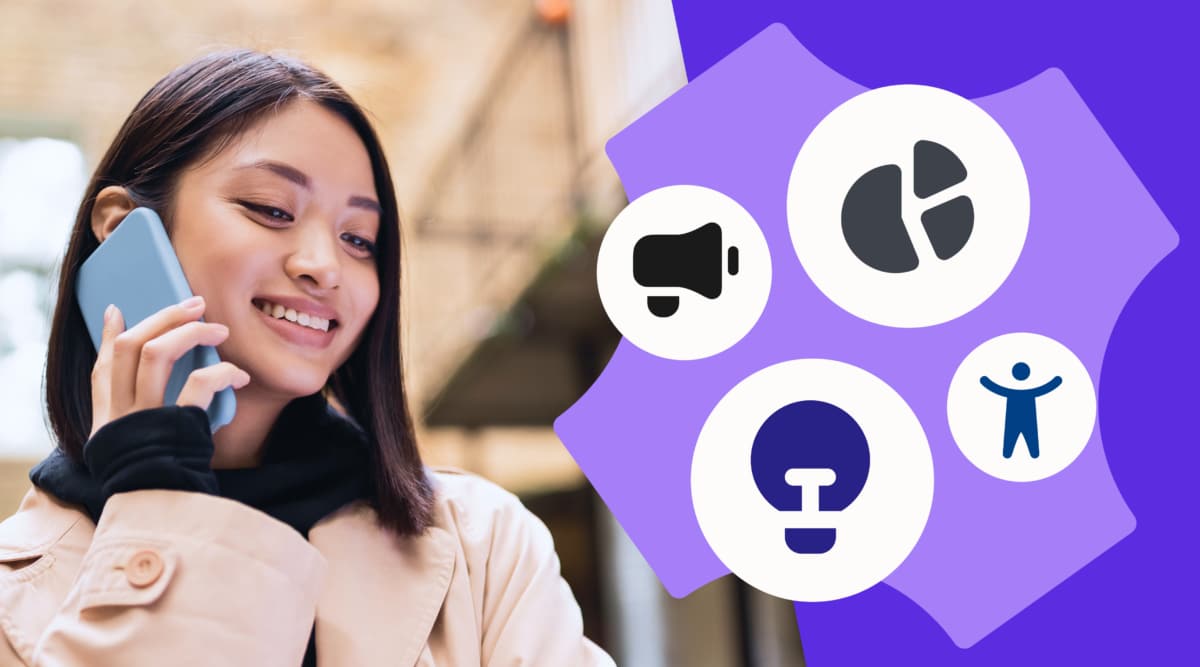 Young woman on the phone - 4 personas