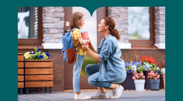 Image of mother sending child to school