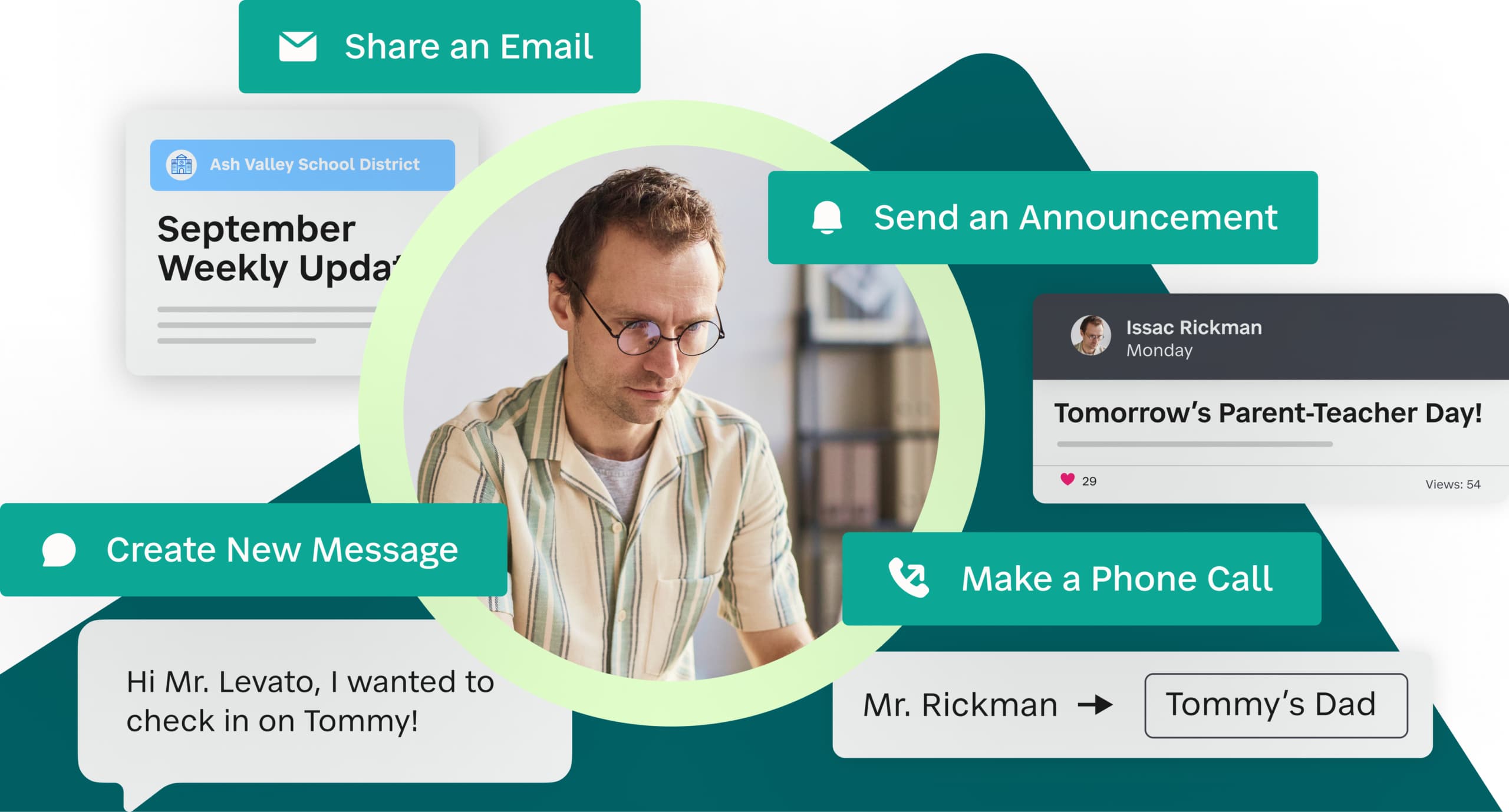 Showing how 2-way conversations happen with SchoolStatus Connect's communication hub